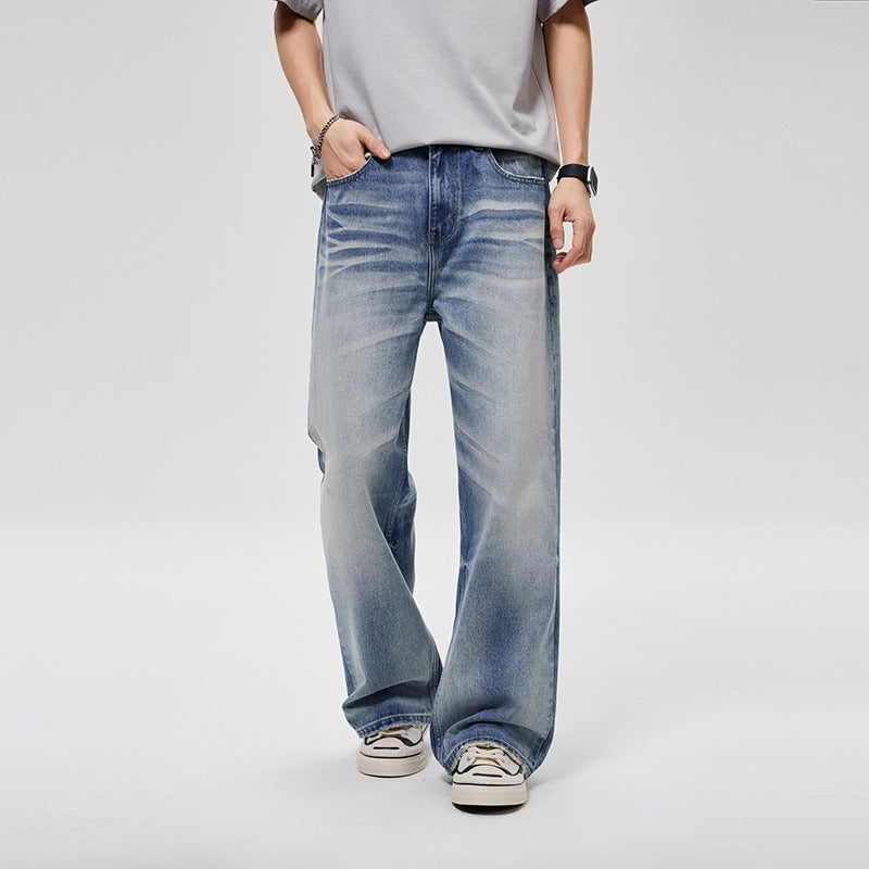 Herren Weite Baggy-Jeans im Vintage-Wash mit tiefer Leibhöhe & ausgewaschenen Falten Drune