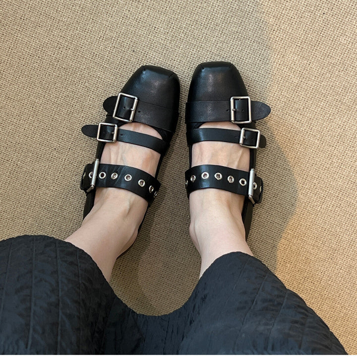 Damen Ballerinas mit modischem Schnallen-Design und bequemer Sohle Drune