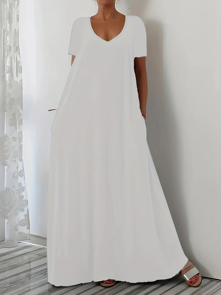 Damen Maxikleid mit U-Ausschnitt und praktischen Taschen Drune