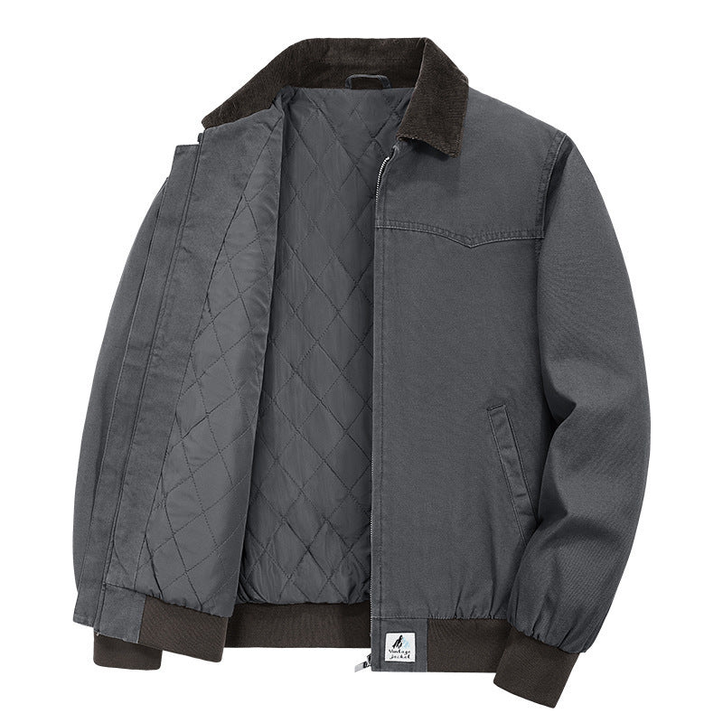 Herren Modische Übergangsjacke mit samtigem Kragen Drune