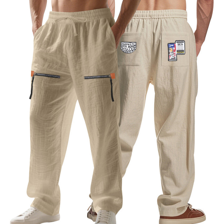 Herren nan lockere Cargo-Hose mit Reißverschlüssen und elastischem Bund Drune