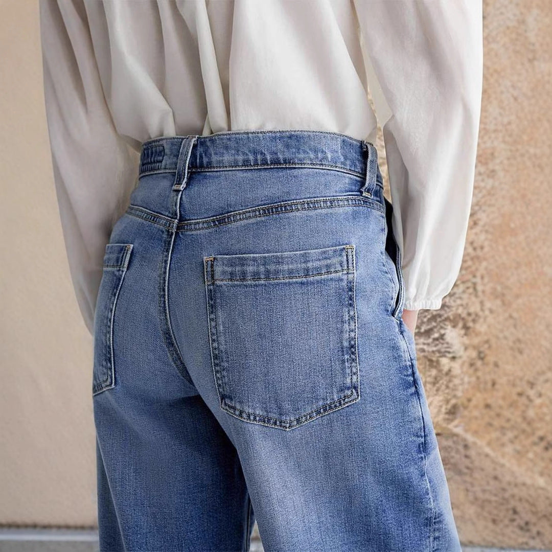 Damen Weite Jeans im Boho-Stil mit hohem Bund und komfortablem Schnitt Drune