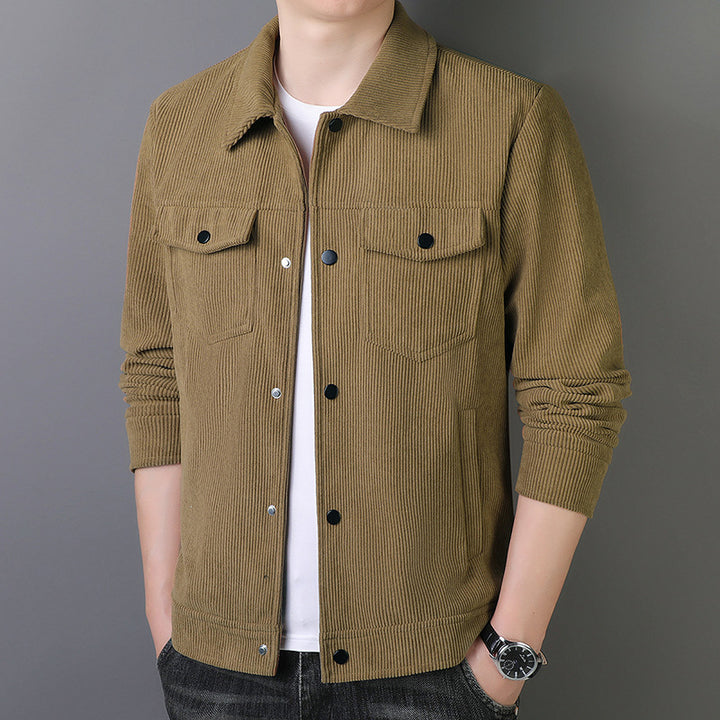 Herren Cordjacke im Truckerstil mit Druckknopfleiste Drune