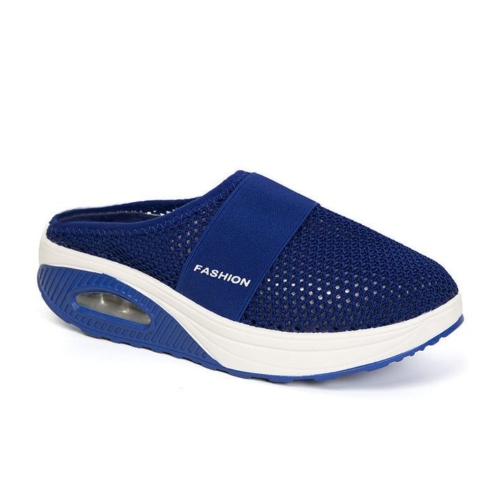 Damen Halbschuh-Slipper mit atmungsaktivem Strickobermaterial, elastischem Mittelfußriemen und Dämpfungssohle Drune