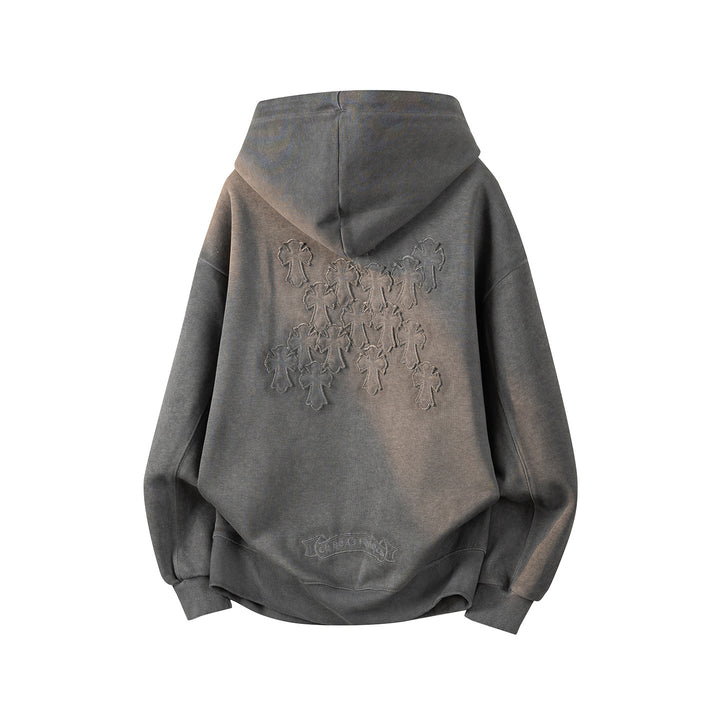 Unisex Oversize Kapuzenpullover mit handschriftlichem Grafik-Print, Kängurutasche & geripptem Saum Drune
