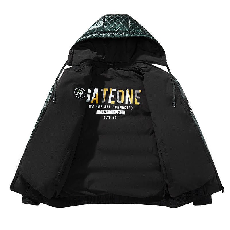 Herren Modische Steppjacke mit Kapuze und glänzendem Finish Drune