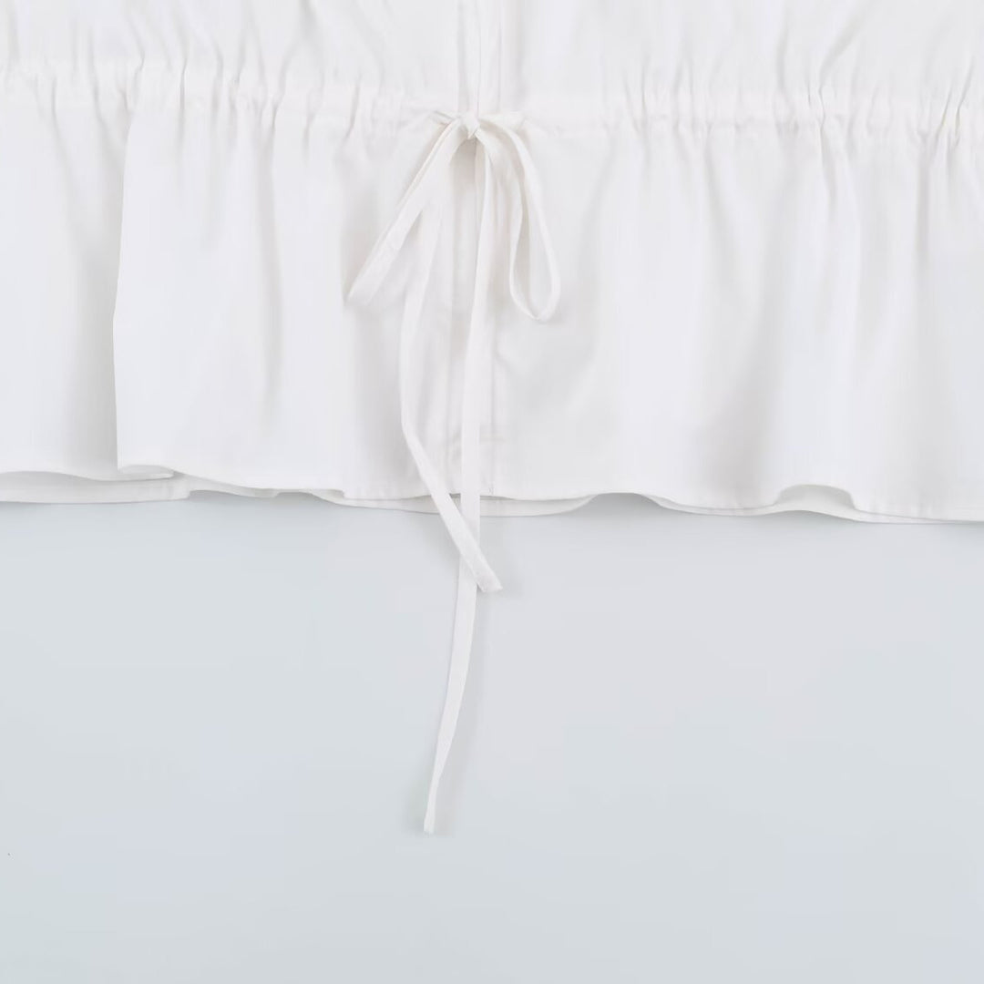Damen Leichte Cropped Übergangsjacke mit hohem Funnelkragen und Tunnelzugtaillierung Drune