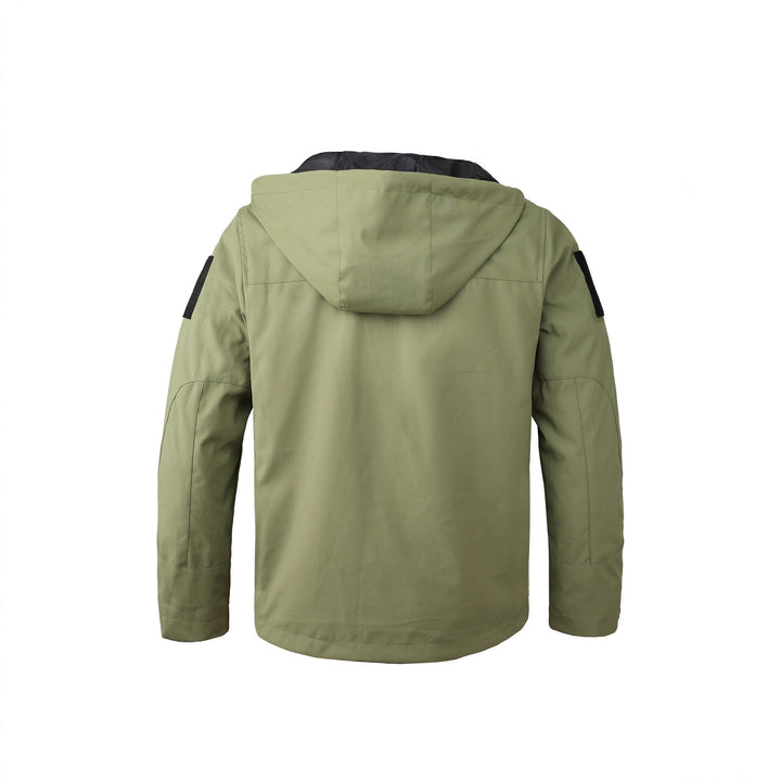 Herren  Kapuzen wasserabweisende Feldjacke mit mehreren Taschen mit Klappe und verstellbarem Zugkordel Drune