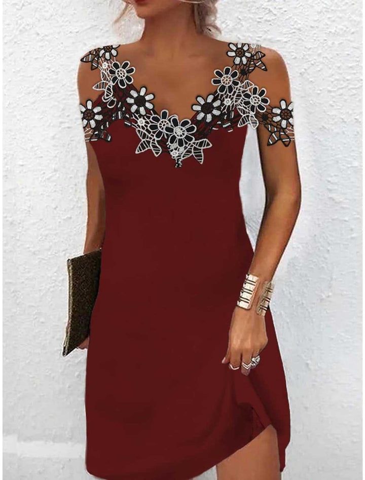 Damen Elegantes Kleid mit Spitzenbesatz Drune