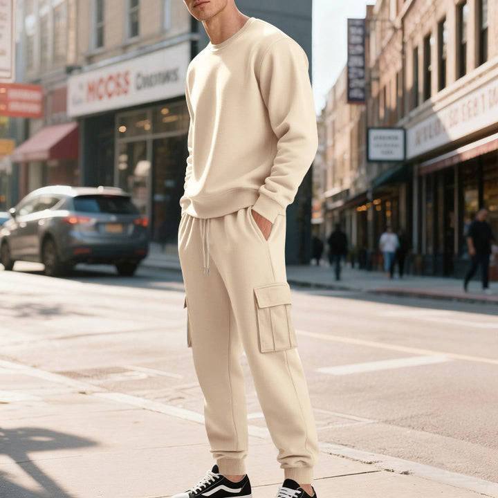 Herren Utility-Cargo-Jogger aus French Terry mit Mehrfachklappen & Tunnelzug Drune