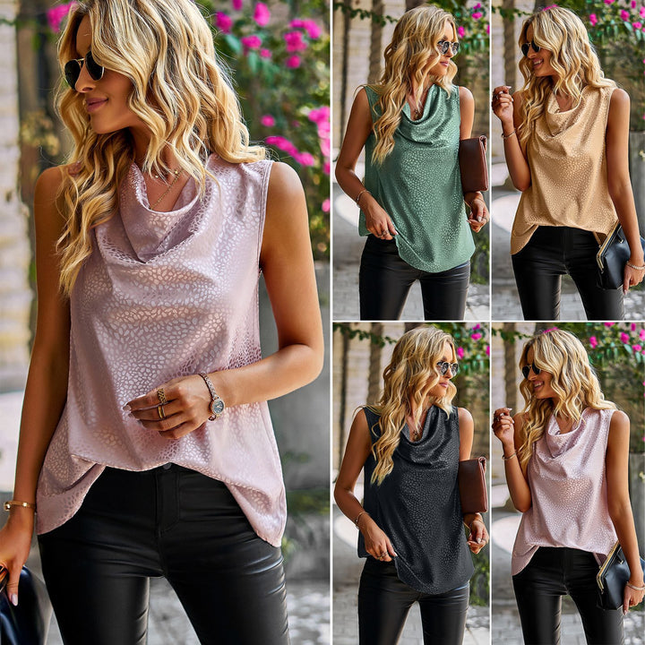 Damen elegantes Top mit asymmetrischem Saum und lässigem Wasserfall-Ausschnitt Drune