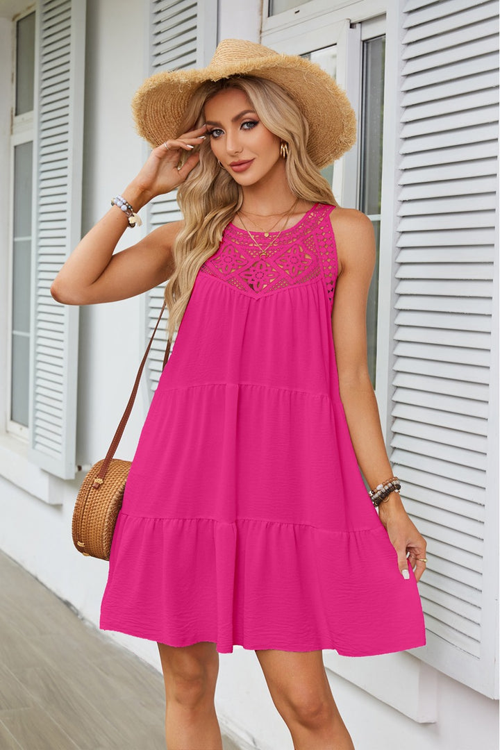 Damen Luftiges Sommerkleid mit Spitzeneinsatz Drune