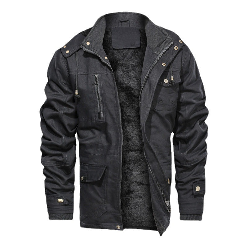 Herren Gefütterte Feldjacke mit Teddyfutter, Winddichtem Canvas & Mehrfach-Taschen Drune