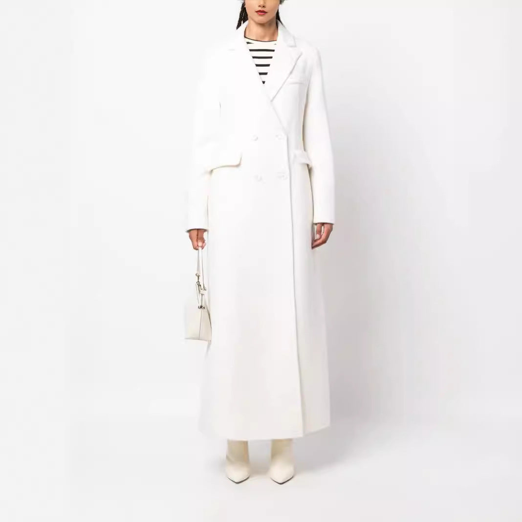 Damen Doppelreihiger Maxi-Mantel aus Wollmix mit tailliertem Schnitt Drune
