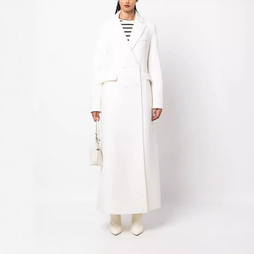 Damen Doppelreihiger Maxi-Mantel aus Wollmix mit tailliertem Schnitt Drune