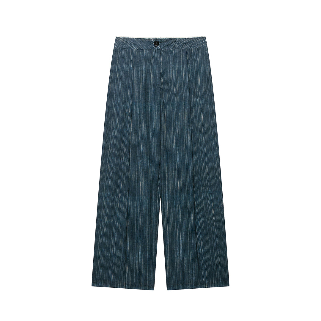 Damen Hochtaillierte Culottehose aus Leinen‑Look mit feinem Nadelstreifen und weitem Bein Drune