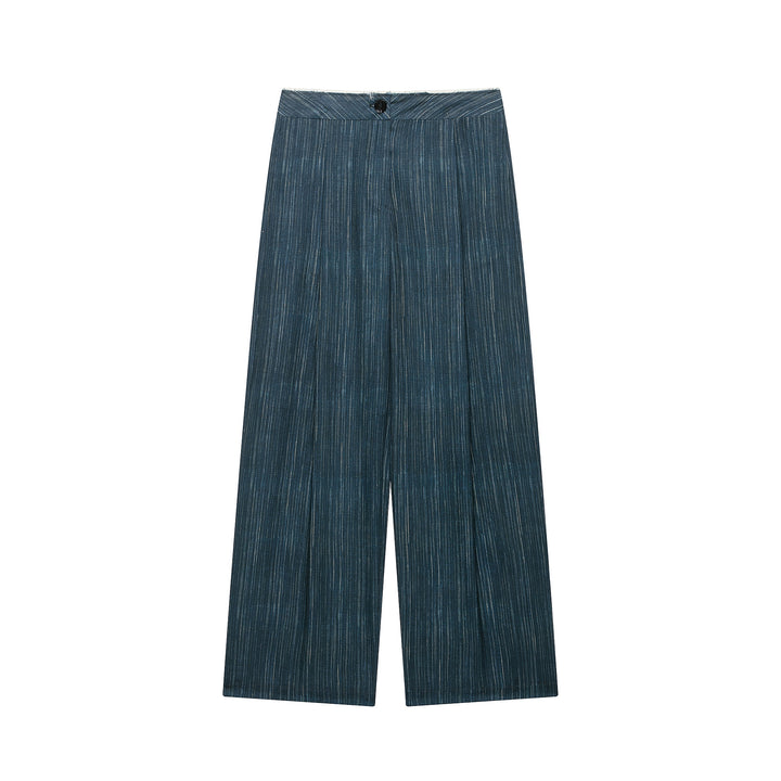 Damen Hochtaillierte Culottehose aus Leinen‑Look mit feinem Nadelstreifen und weitem Bein Drune