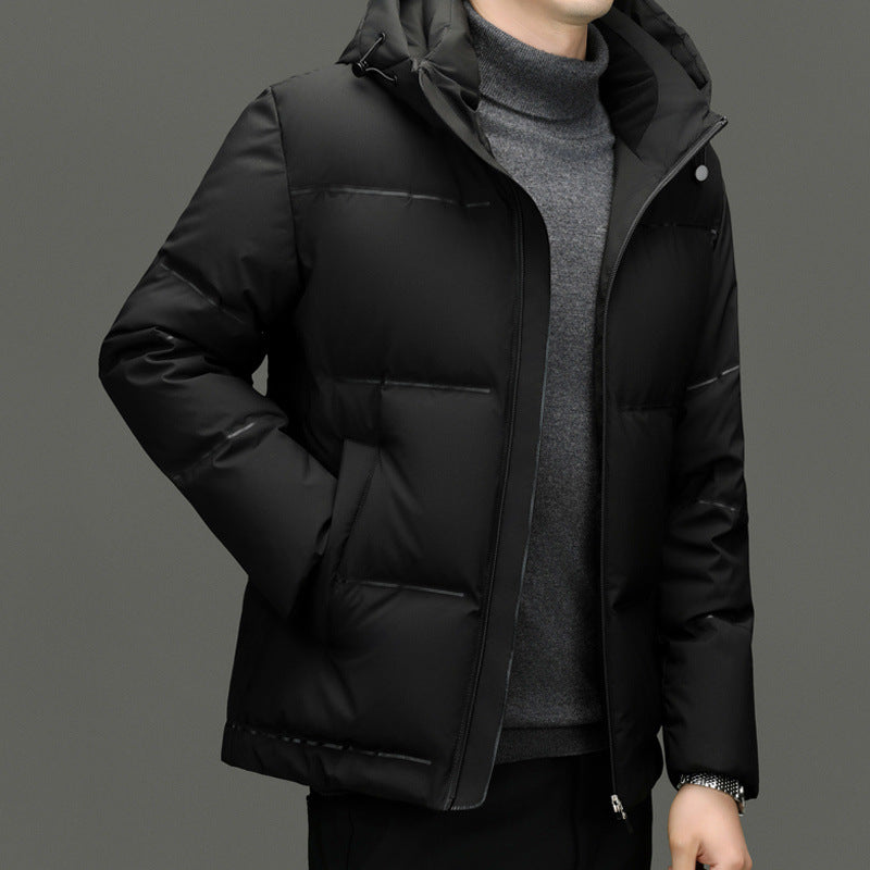 Herren Daunenjacke mit abnehmbarem Kapuzenkragen und wasserabweisender Oberfläche Drune