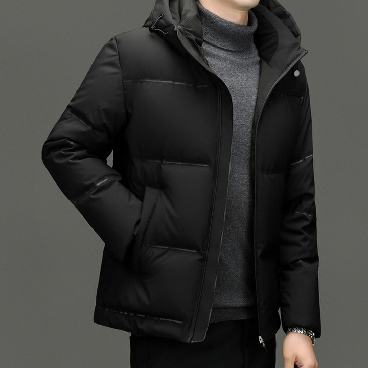 Herren Daunenjacke mit abnehmbarem Kapuzenkragen und wasserabweisender Oberfläche Drune