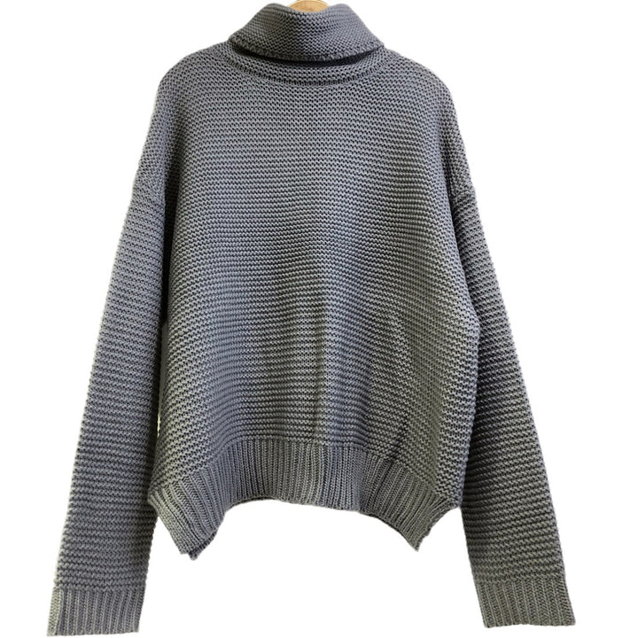 Damen Grobstrickpullover mit hohem Kragen und langen Ärmeln Drune