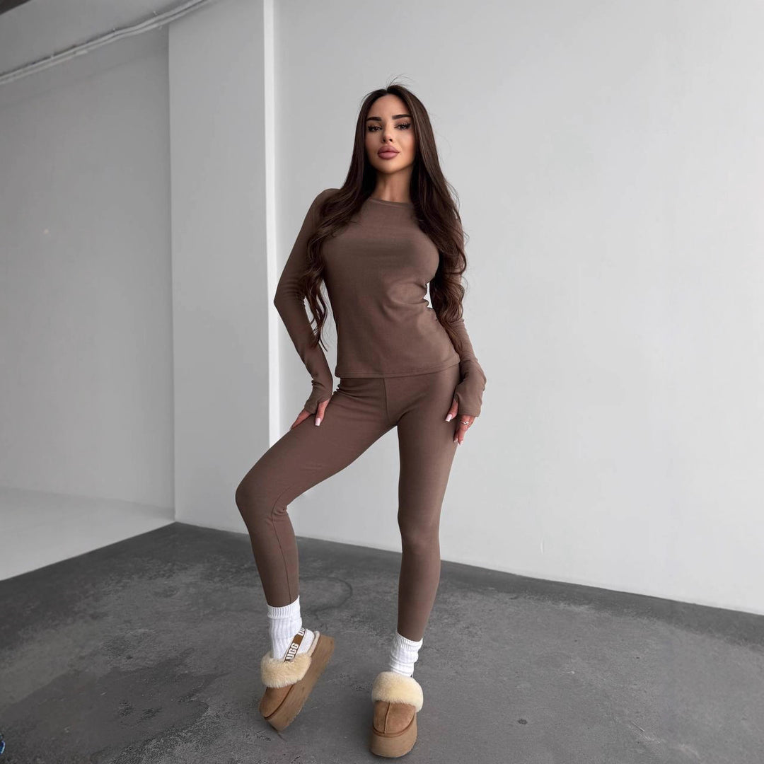 Damen Sportliches Longsleeve-Set mit atmungsaktiven Eigenschaften und enganliegenden Hosen Drune