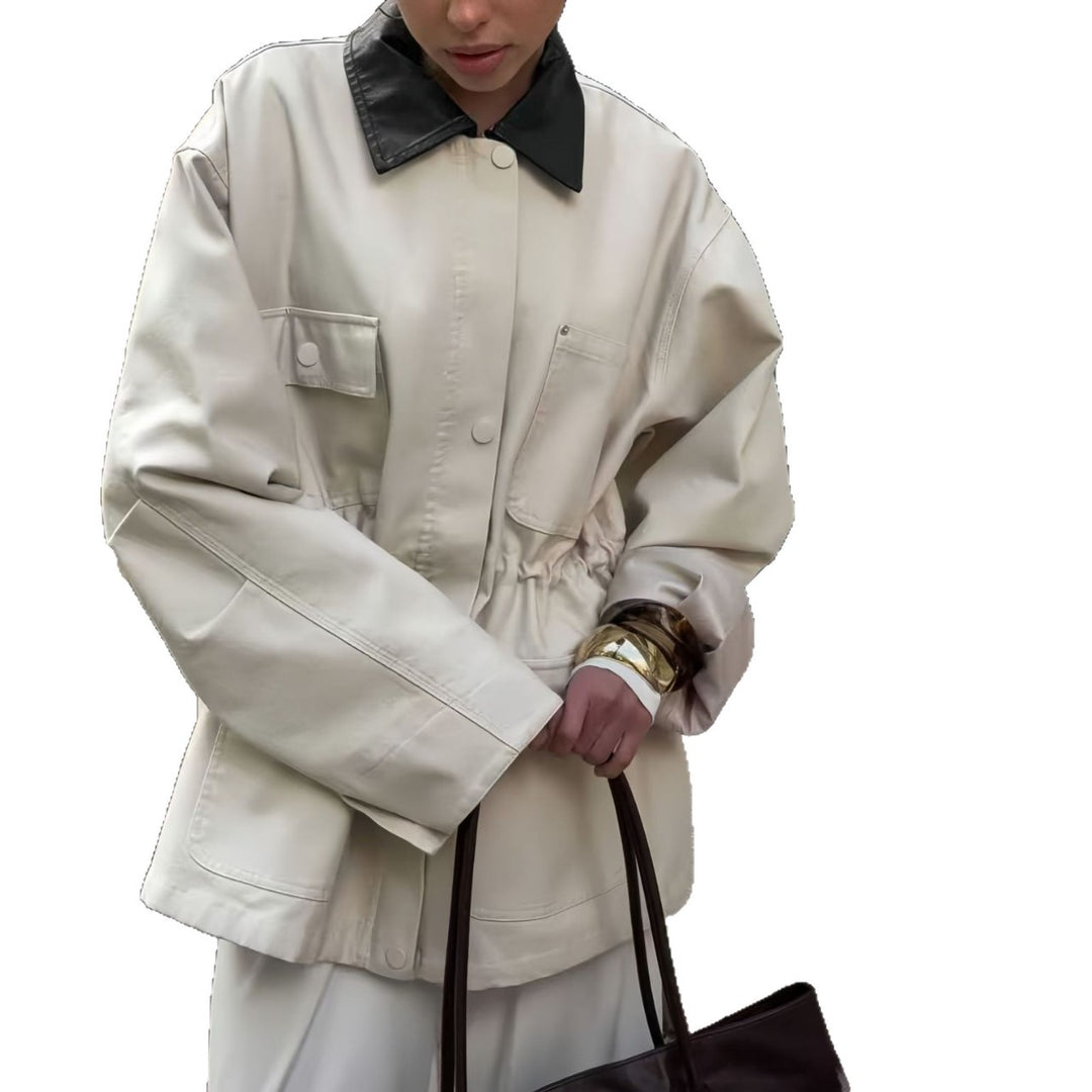 Damen Modische Oversized-Jacke mit elegantem Kragen und praktischen Taschen Drune
