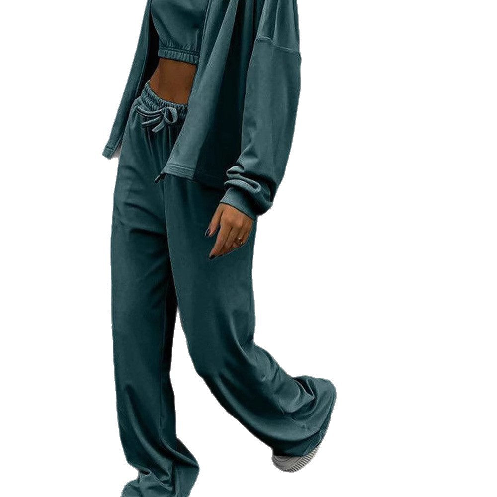 Damen sportliches Freizeit-Set mit cropped Top und weiter Hose Drune