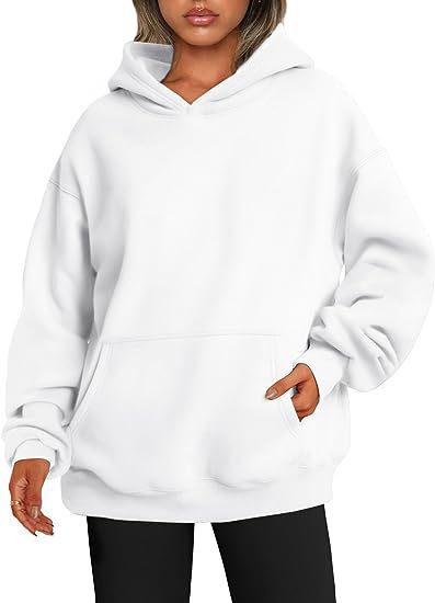 Damen nan Oversize Kapuzenpullover aus weicher Baumwollmischung mit Kängurutasche Drune