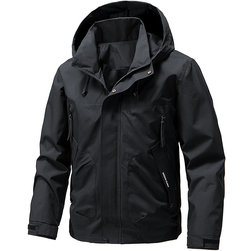 Herren Atmungsaktive Softshell Outdoorjacke mit winddichter Membran, verstellbarer Kapuze und Reißverschlusstaschen Drune