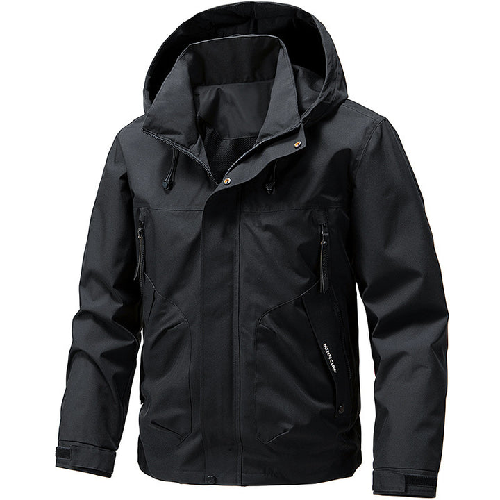 Herren Atmungsaktive Softshell Outdoorjacke mit winddichter Membran, verstellbarer Kapuze und Reißverschlusstaschen Drune