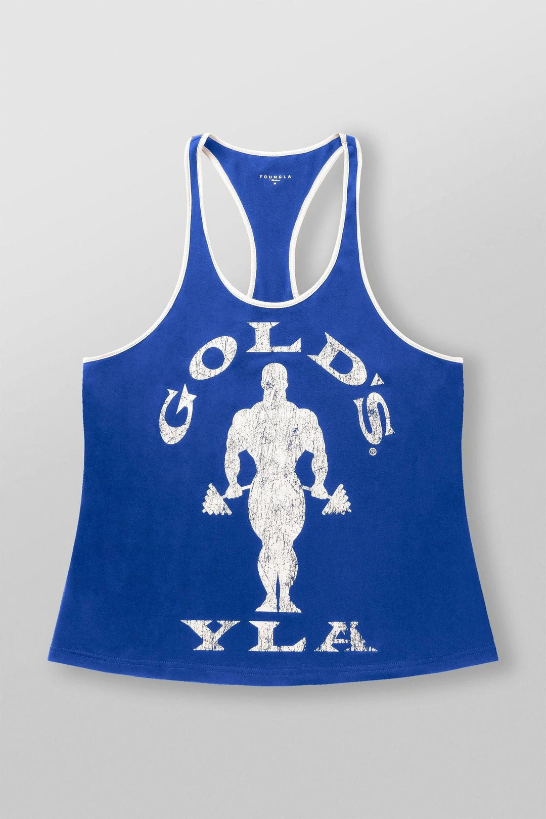 Herren nan athletisches Stringer Tanktop rückenfreier Schnitt mit Kontrastpaspel und Kraftsportmotiv Drune