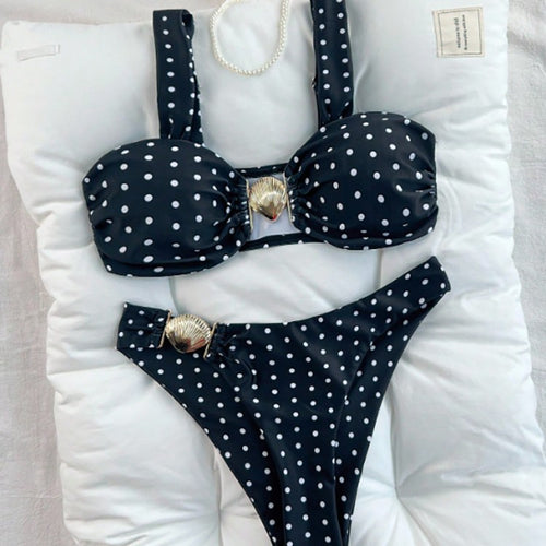Damen Bikini mit gepolsterten Cups und dekorativem Muschel-Detail Drune