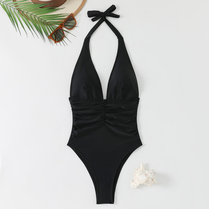 Damen Eleganter Badeanzug mit Raffungen Drune