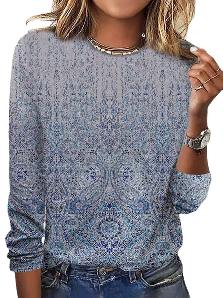 Damen Langärmeliges Oversize-Sweatshirt mit abstraktem Aquarell-Mosaikprint Drune
