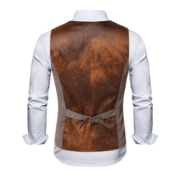Herren elegante Anzugweste mit Kontrastdetails Drune
