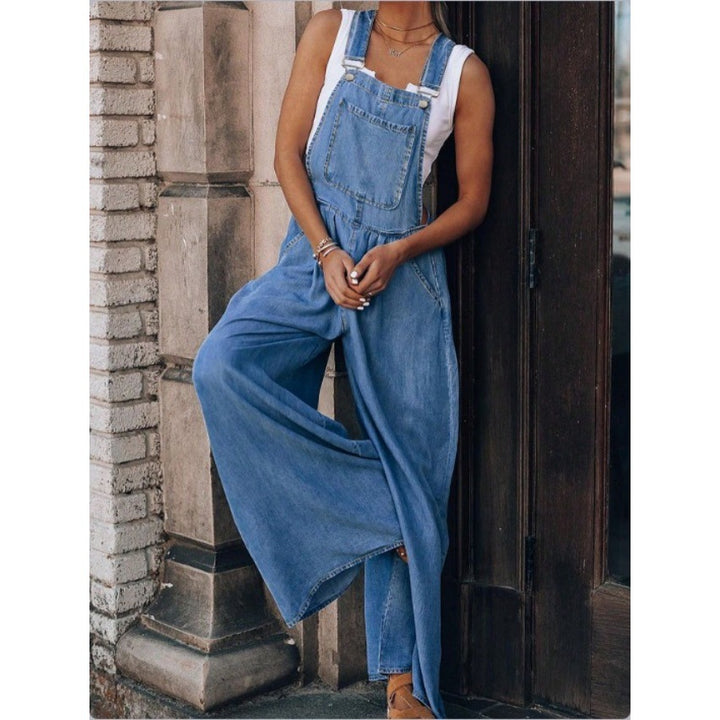 Damen Weite Denim-Latzhose im Palazzo‑Stil Drune