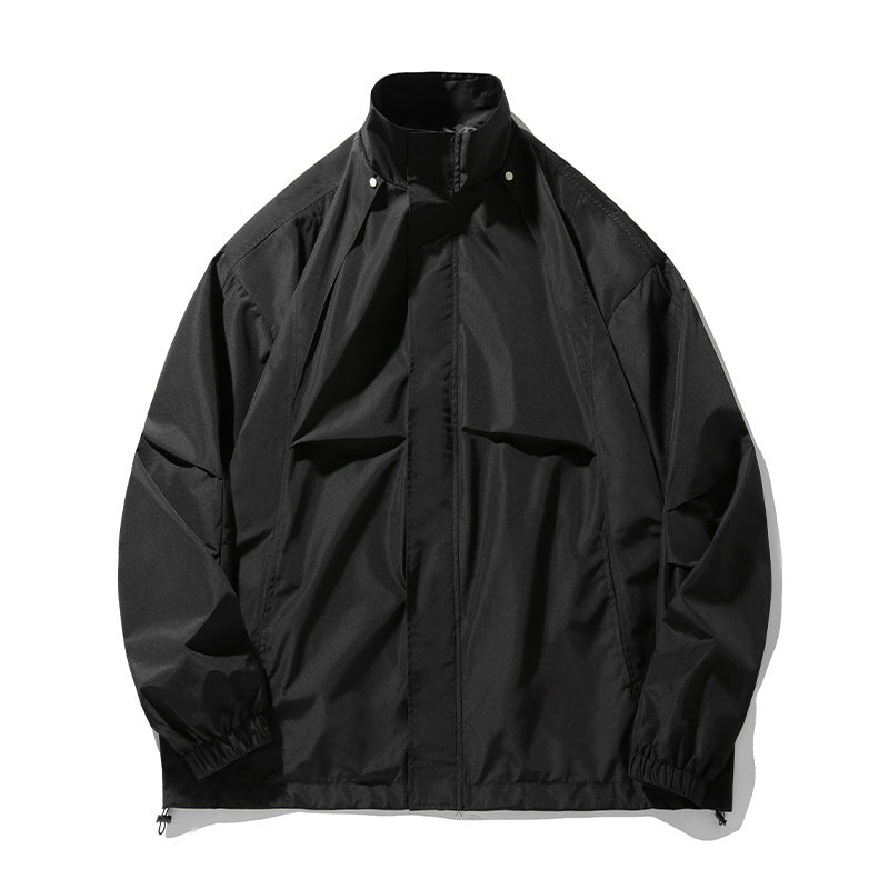 Unisex Leichte technische Windbreaker‑Jacke mit Stehkragen, verdecktem Reißverschluss und verstellbarem Saum Drune
