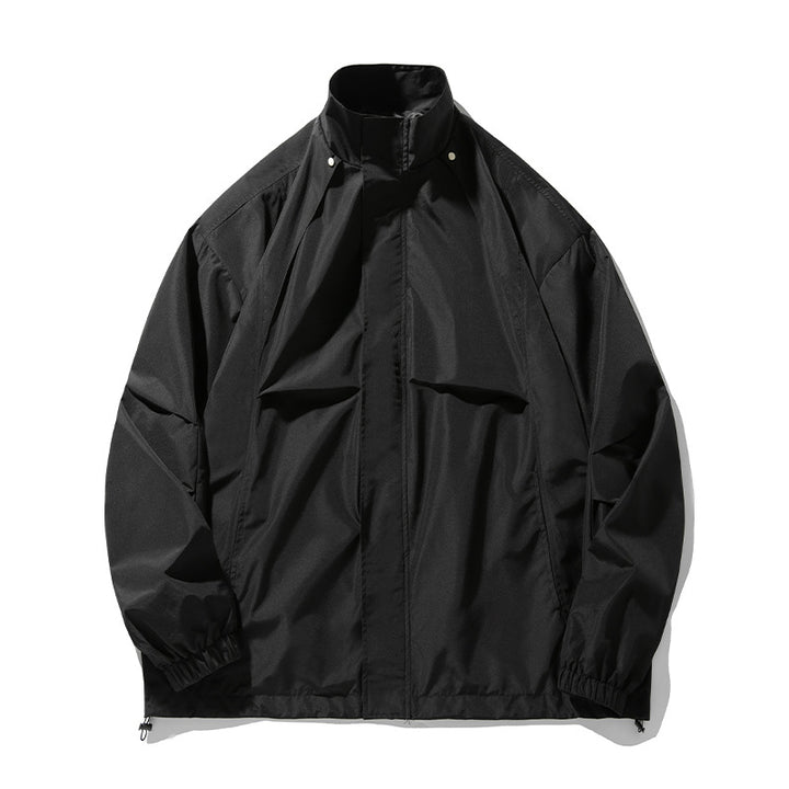 Unisex Leichte technische Windbreaker‑Jacke mit Stehkragen, verdecktem Reißverschluss und verstellbarem Saum Drune