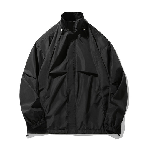 Unisex Leichte technische Windbreaker‑Jacke mit Stehkragen, verdecktem Reißverschluss und verstellbarem Saum Drune