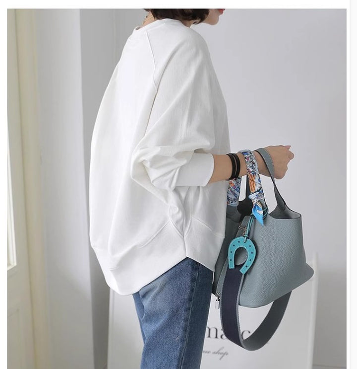 Damen Oversize-Sweatshirt mit Raglanärmeln, abgerundetem Saum und Seitenschlitzen Drune