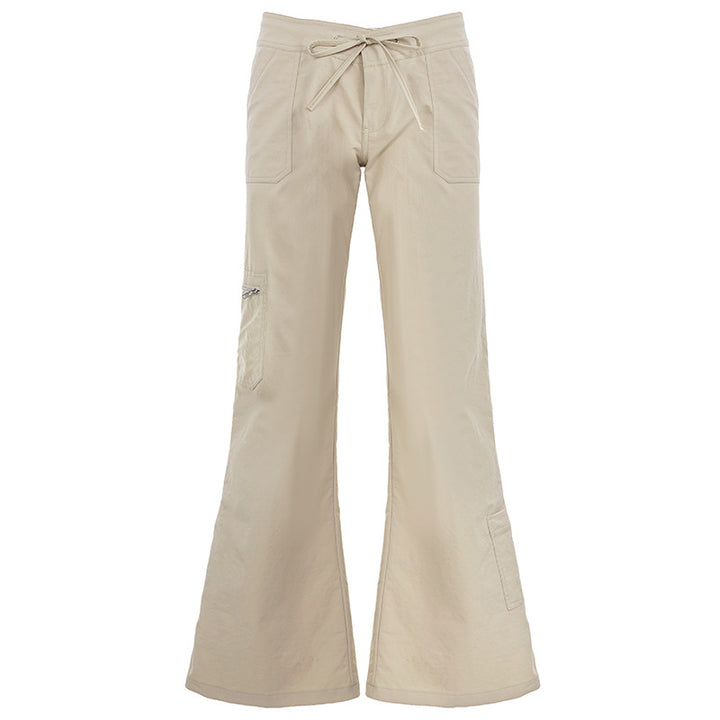 Damen Weite Cargo-Hose mit hohem Bund und seitlichen Taschen Drune