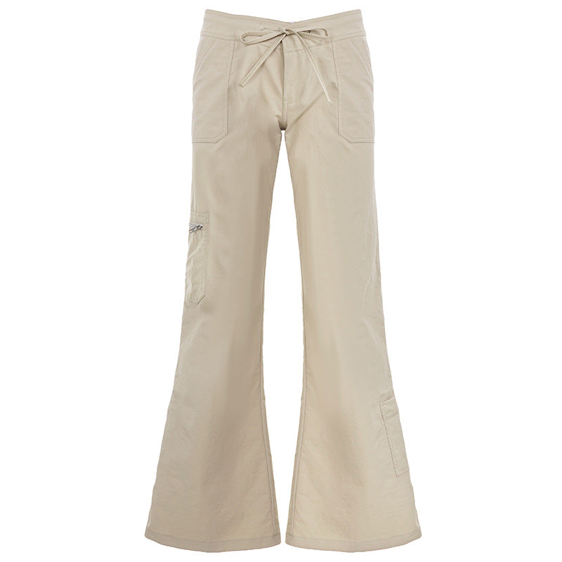 Damen nan weite Highwaist Cargo-Schlaghose mit Tunnelzug, Mehrfachtaschen und legerer Silhouette Drune