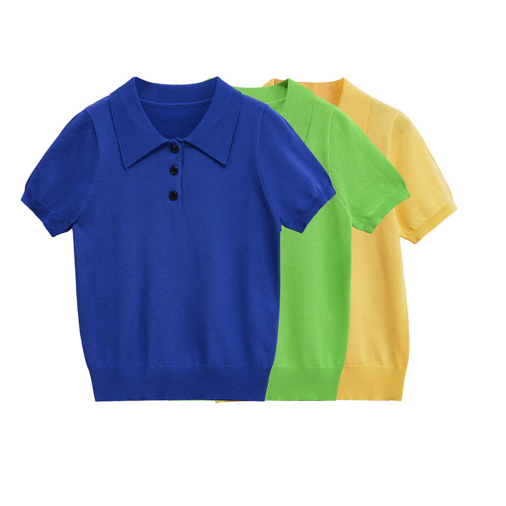 Damen Elegantes kurzärmliges Poloshirt mit klassischen Knöpfen Drune
