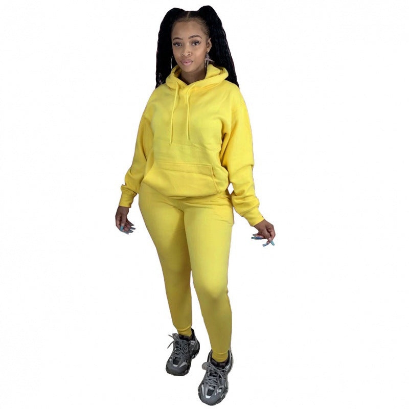 Damen Zweiteiliges Freizeitset mit Oversize Kapuzenpullover und Leggings mit hohem Bund, schmaler Passform Drune
