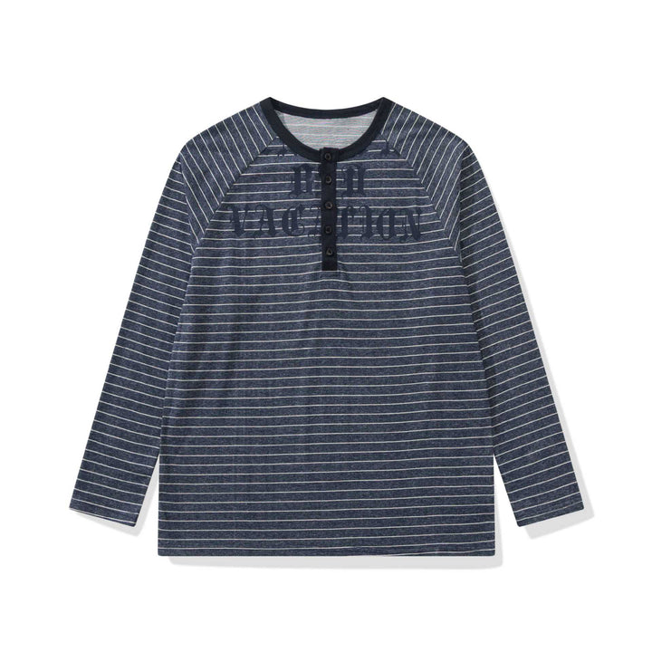 Herren Longsleeve-Henley mit Raglanärmeln und Knopfleiste Drune