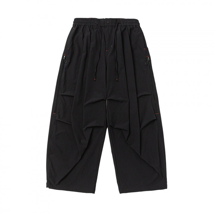 Unisex Weitgeschnittene technische Cargo-Hose mit Gummibund, Kordelzug und Reißverschlusstaschen Drune