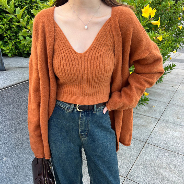 Damen lässiger Strickcardigan mit feiner Struktur und großen Knöpfen Drune