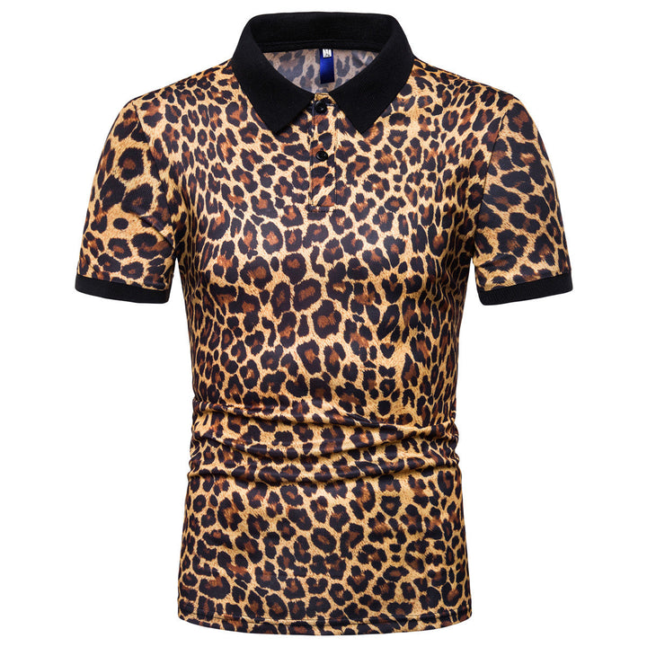 Herren Polo-Shirt mit aufregendem Leopardenmuster und modernem Schnitt Drune