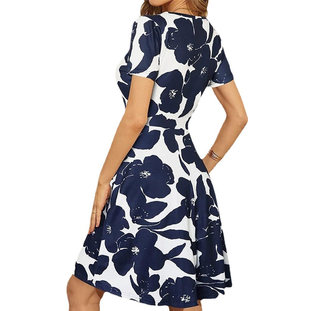 Damen Blumenmuster A-Linie Kleid Drune