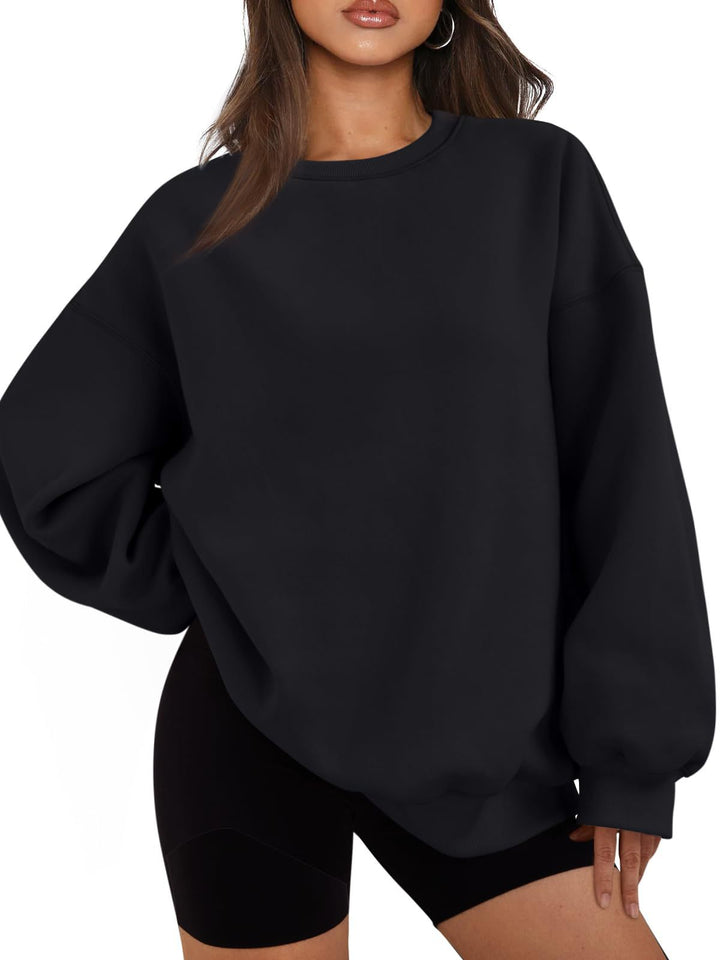 Damen nan Boxy-Crewneck-Sweat mit extraweiter Passform, Raglanärmeln und weichem Fleece-Innenfutter Drune